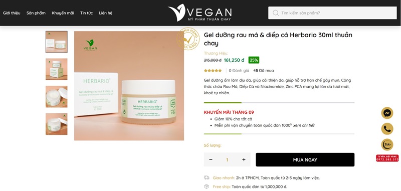 gel duong rau ma diep ca herbario