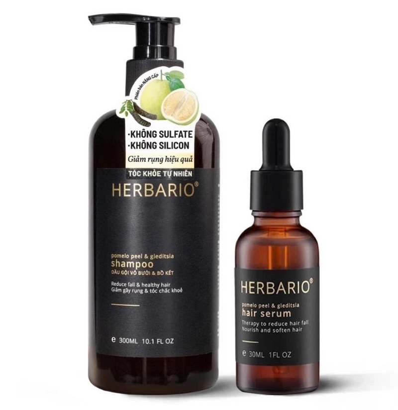 combo dau goi va serum toc vo buoi bo ket herbario