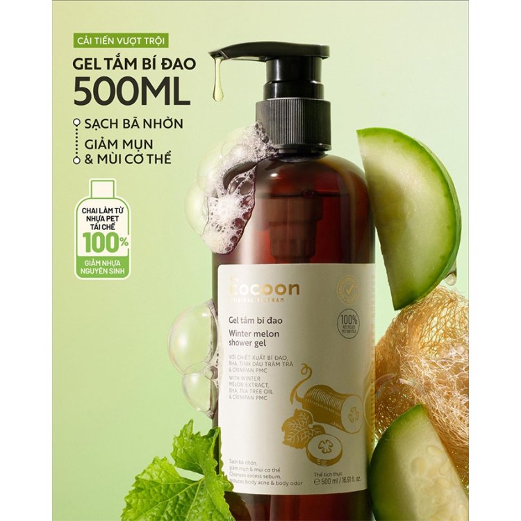 Gel tắm b&iacute; đao Cocoon 500ml thuần chay