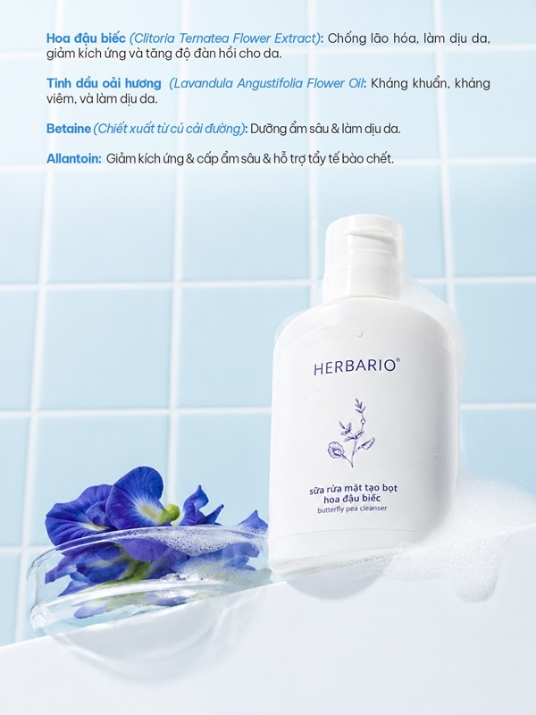 Sữa rửa mặt Hoa đậu biếc Herbario 100ml