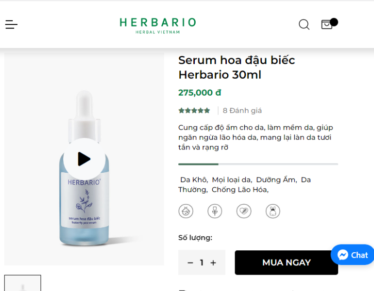 Mua sản phẩm Serum hoa đậu biếc Herbario chính hãng ở đâu?