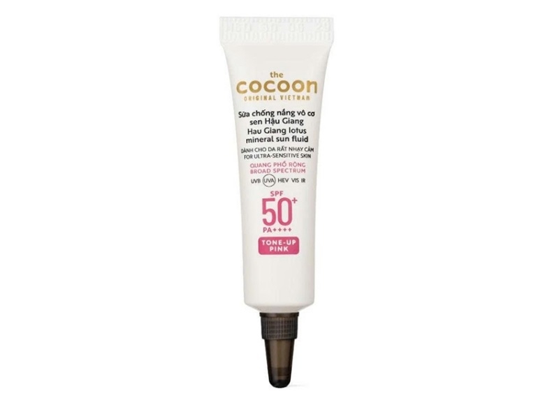 Sữa Chống Nắng Vô Cơ Sen Hậu Giang - Tone up Pink Cocoon thuần chay sua chong nang vo co sen hau giang cocoon
