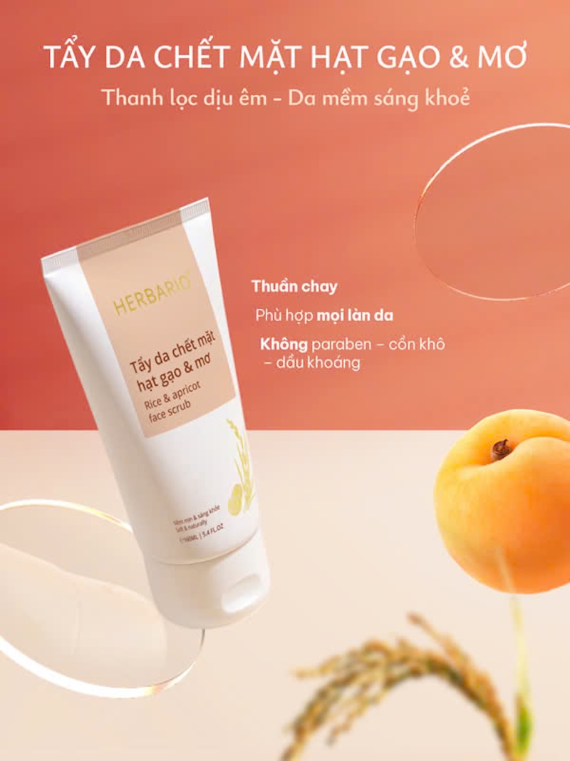 Tẩy da chết hạt gao & mơ Herbario tay da chet hat gao va mo Herbario