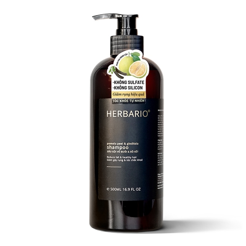 Bigsize - Bản Nâng Cấp - Dầu gội vỏ bưởi & bồ kết Herbario 500ml không sunfate không silicon