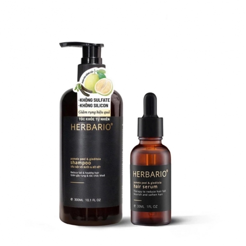 Bộ Dầu gội vỏ bưởi & bồ kết Herbario 300ml + Serum vỏ bưởi & bồ kết Herbario 30ml