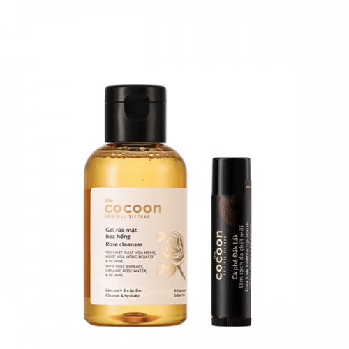 Combo Gel rửa mặt hoa hồng Cocoon 140ml + Cà phê Đắk Lắk làm sạch da chết môi Cocoon 5g