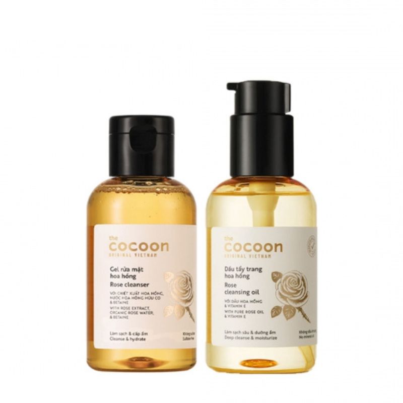 Combo Gel rửa mặt hoa hồng Cocoon 140ml + Dầu tẩy trang hoa hồng Cocoon 140ml sạch da, mềm mịn