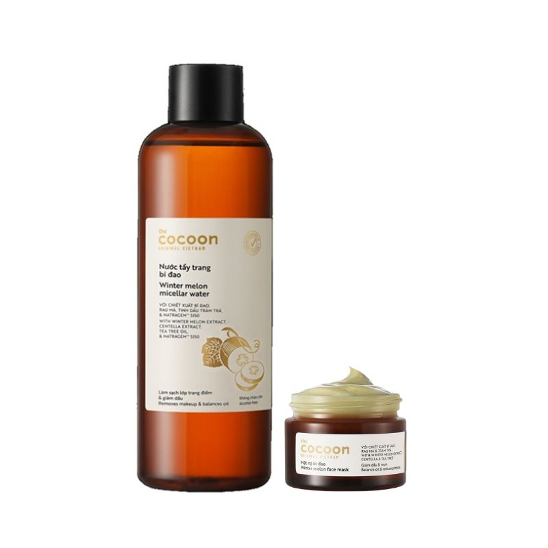 Combo Nước tẩy trang bí đao Cocoon 500ml + Mặt nạ bí đao Cocoon 30ml cho da dầu, da mụn
