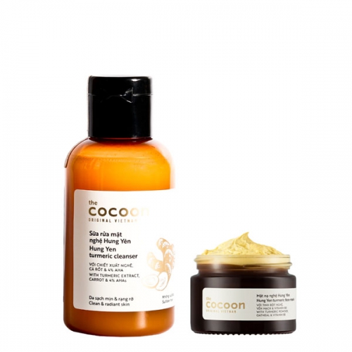 Combo Sữa rửa mặt nghệ Hưng Yên Cocoon 140ml + Mặt nạ nghệ Hưng Yên Cocoon 30ml sáng da, mờ thâm