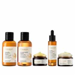 Bộ 5 sản phẩm nghệ Cocoon: Sữa rửa mặt nghệ 140ml + Mặt nạ nghệ 30ml + Toner nghệ 140ml + Tinh chất nghệ 30ml + Thạch nghệ 30ml