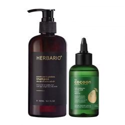 Bộ Dầu gội vỏ bưởi & bồ kết Herbario 300ml + Nước dưỡng tóc tinh dầu bưởi Cocoon 140ml