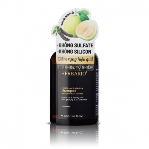 Mini size - Bản Nâng Cấp - Dầu gội vỏ bưởi & bồ kết Herbario 50ml không sunfate không silicon